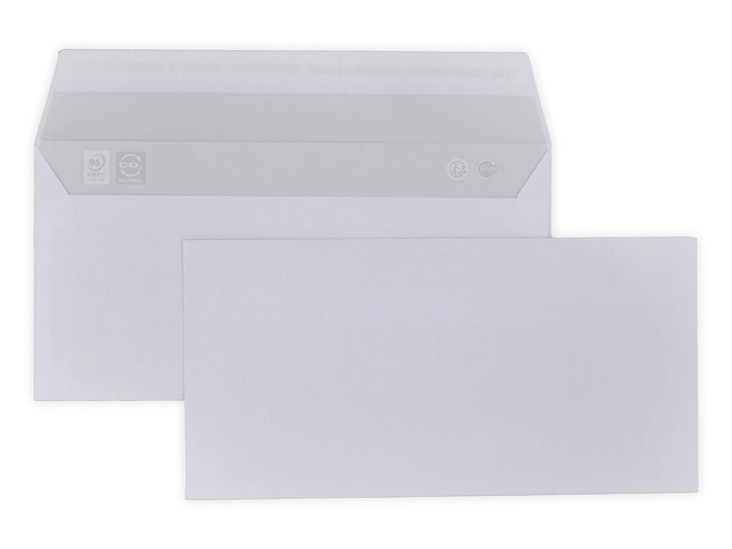 lot de 250 petites enveloppes courrier DL 110 x 220 mm SANS FENÊTRE - papier velin blanc 80g/m² format 110x220 mm une enveloppe