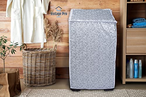 Image of Washing Machine Cover Suitable for Top Load Bosch 7 Kg, 7.5 Kg, 8 Kg, 8.5 Kg (58cmsX58cmsX87cms, White & Grey)
