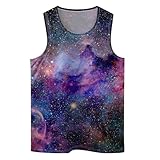 Galaxy Mens Beach Tank Tops Novelty Graphic Quick Dry Sleeveless Shirt for Beach Workout S-4XL