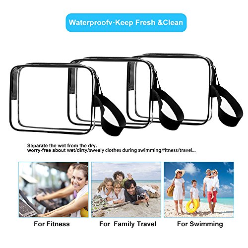Sariok 3Pcs/Pack Clear Toiletry Bag With Zipper Tsa Approved Travel Cosmetic Bag Pvc Make-Up Pouch Handle Straps For Women Men, Carry On Airport Airline Compliant Quart Bags 3-1-1 Kit Luggage #TOP5