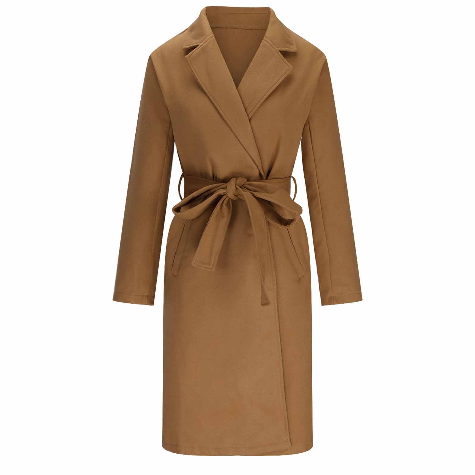 HAOLEI Cappotto Donna Lana Trench Moda Coat Lana Elegante Trench Donna Doppiopetto/Cintura Stile Cappotto con Risvolto Elegante Classico retrò di Tendenza Cardigan Giubbotto