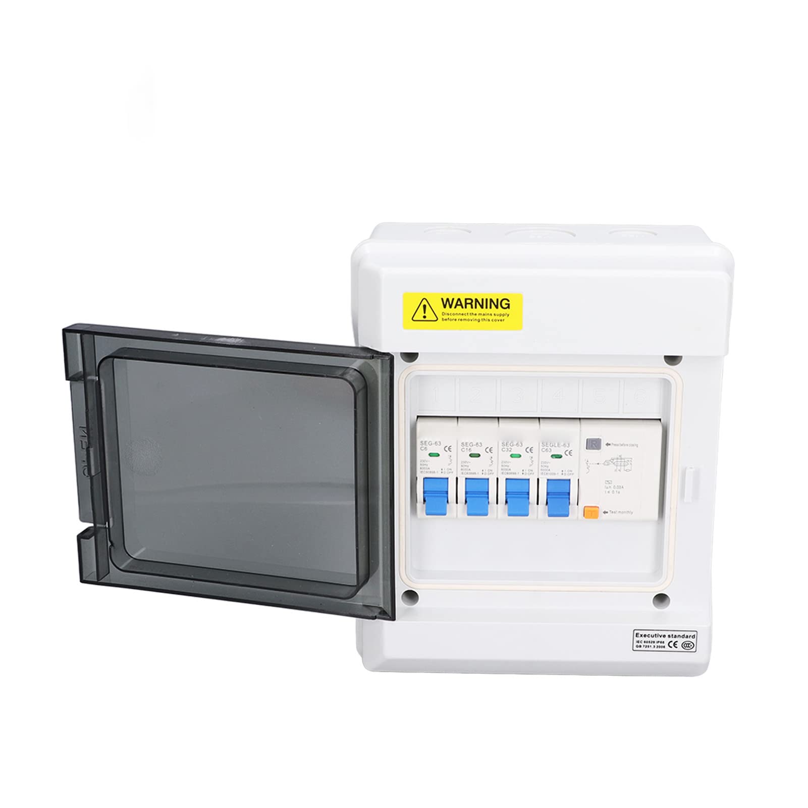 Caja Distribucion Electrica, Cuadro Electrico Unidad de consumo Disyuntor fuga Caja 3 vías 230V 63A 30mA RCD+ MCB(6A+16A+32A)