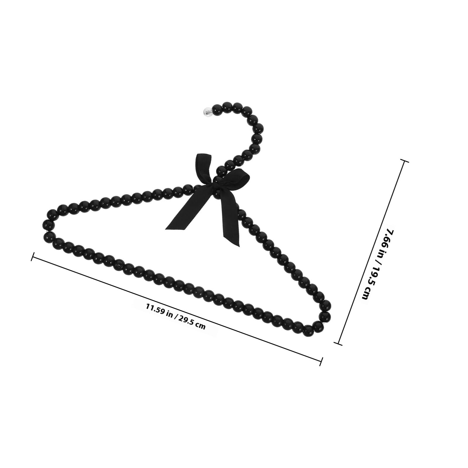Juego de 12 Perchas de Perlas Negras con Diseño de Lazo para Ropa de Niños y Bebés, Perchas Elegantes de Plástico Ahorradoras de Espacio para Casa de Muñecas