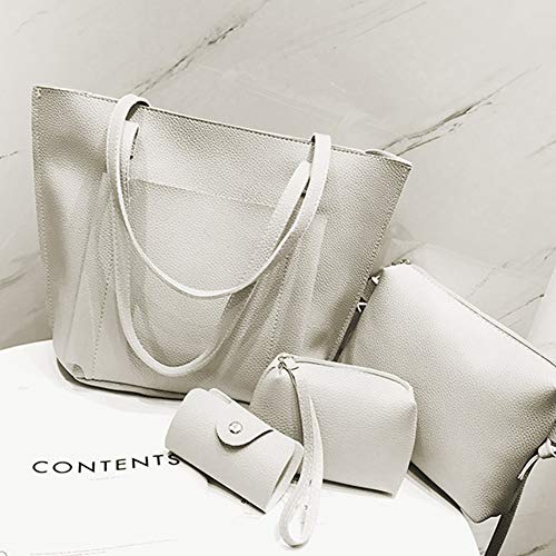 Infgreate Linda Bolsa de Natal 4 peças/Conjunto Feminino Bolsa de Couro Sintético Bolsa de Ombro Bol