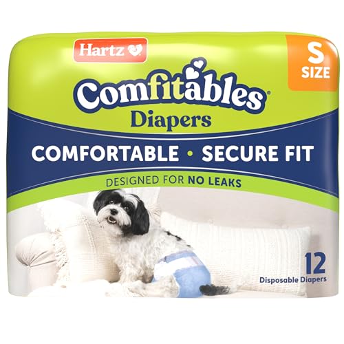 New! Hartz® Comfitables® Disposable Dog Diapers, Size Small 12 Count, Comfortable & Secure Fit, Easy to Put On, Super Absorbent Male and Female Diaper