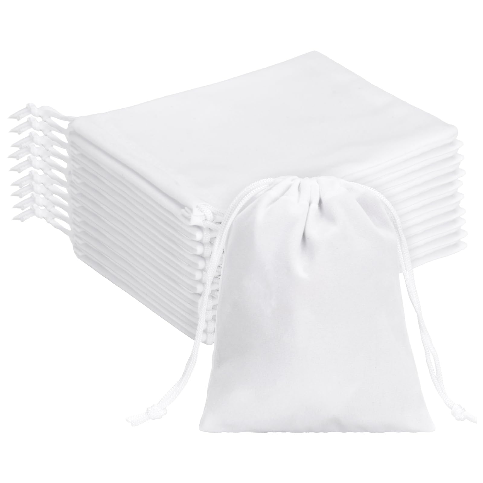 G2PLUS 20PCS White Velvet Drawstring Bags - 4.7x6 In Small Velvet Jewelry Pouches, Christmas Gift Bags for Candy, Birthday, Wedding Party Favors