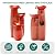 Ultym 30" H Ceramic Outdoor Water Fountain with LED Lights, 3-Tier Cascading Lotus Bowls Water Feature, Tranquil Waterfall for Relaxing Garden, Patio, Yard, Terracotta Red, Vertical Striped Texture