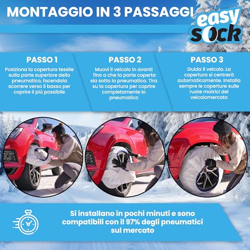 Easysock CAD8015 Catene da Neve in Tessuto, L, Set di 2 - 4