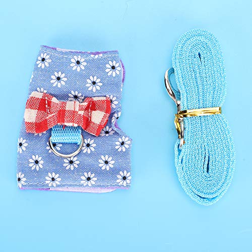 Animal Pet Le Harn Set Breathable Chest St Traction Rope for Bunny Hamster Guinea PigS Pet LeashPet Harness Walking LeadCat Che Hook Designed and o (S)
