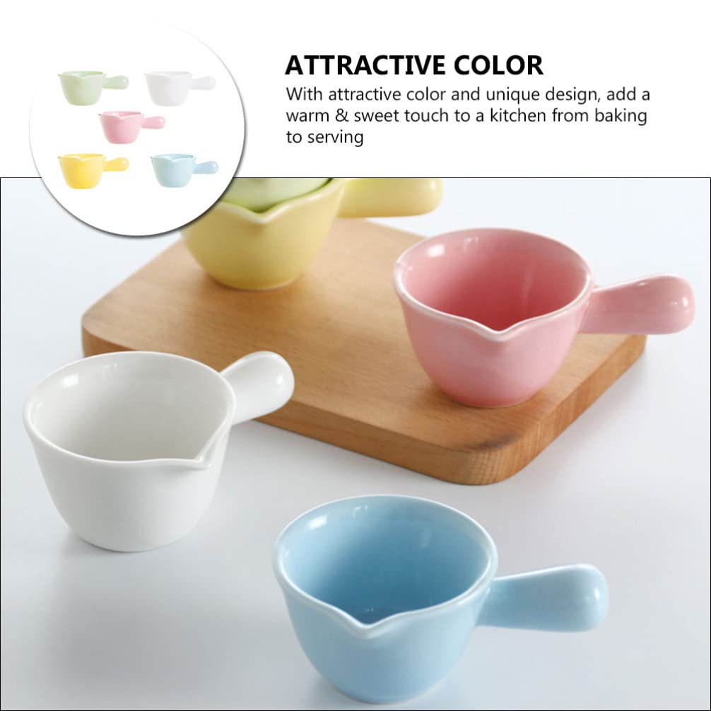 Kichvoe Set de 5 Petits Pots à Lait en Céramique Léger pour Tenir le Sucre avec Design Simple et Couleur Attractive Service de Sauces et Desserts