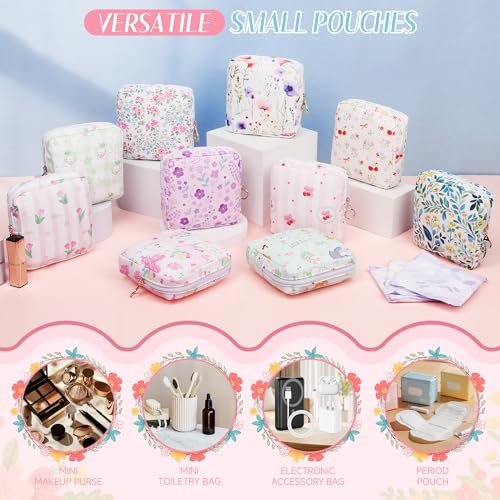 Image of Likesing 5.1'' Sanitary Napkin Storage Bag, Canvas Period Pouches for Teen Girls Women, Period Bag Tampon Holder for Purse Feminine Menstrual Sanitary Pad Pouch(Green H9285)