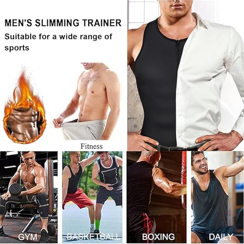 Image of Men's Compression Shirt 2-Pack Slimming Body Shaper Black Undershirt Vest Sleeveless Tummy Control Tank Top for Weight Loss Gym Workout Fitness and Everyday Wear