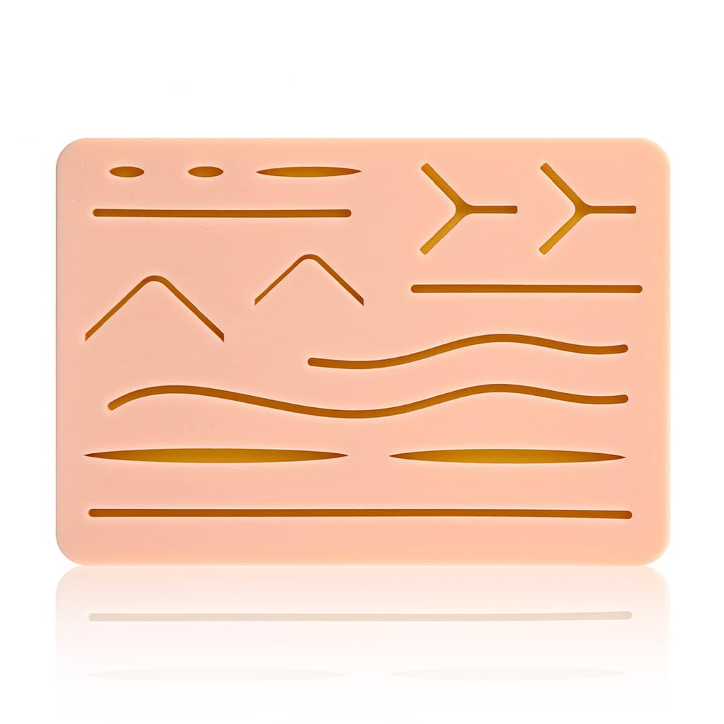 ZIBUYU® Silicone Suture Pad Multi-Layered Skin-Like Silicone Suturing Practice Pad with 14 Pre-Cut Incisions Reuseable Suture Pad for Suturing Skills, Medical and Vet Students Supplies, 17x12cm (B0DFYB6K8Y) Amazon Price History, Amazon Price Tracker