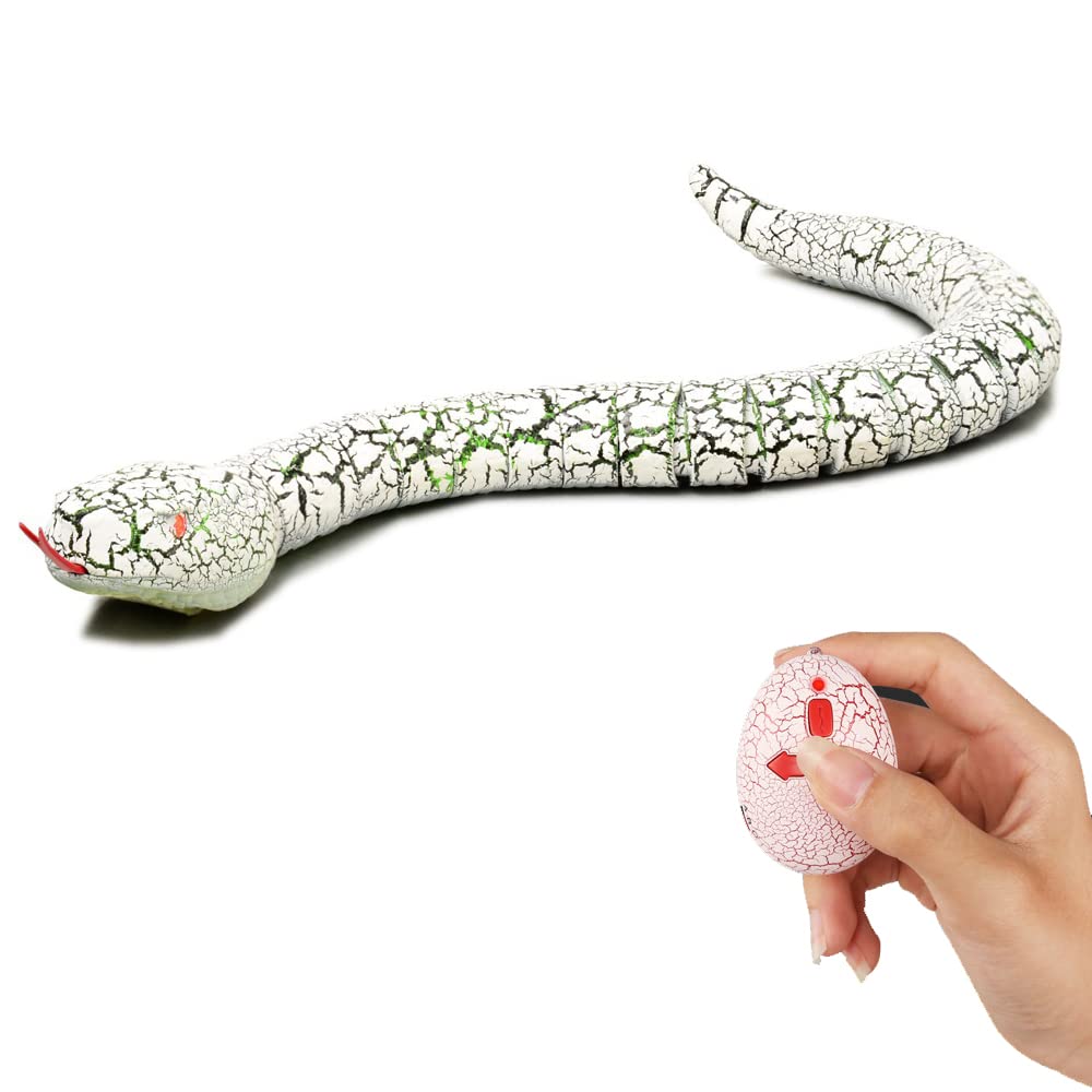 Children Toys Remote Control Snake Electric RC Snake for Kids Boys Girls Gift Rechargeable Realistic Cobra Cats Dogs Pranks (White)