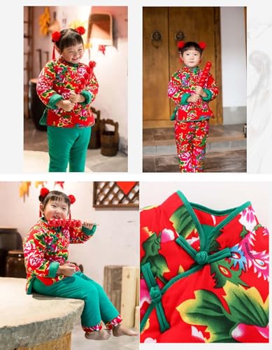 China Northeast Big Flower Cotton Coat Set Winter Thickened Children's Performance Clothes Cotton Winter Warm Coat4