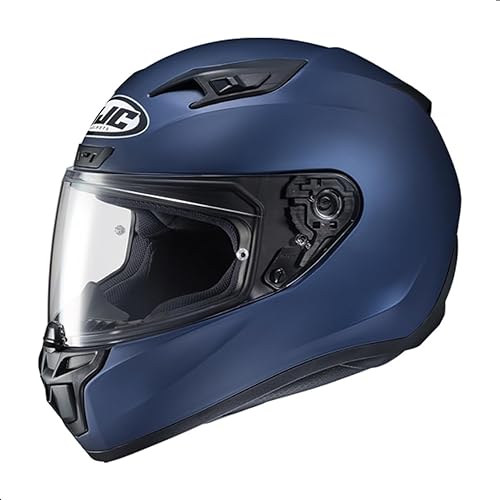 HJC i10 Casco de motocicleta de cara completa sólida con escudo de pinlock HJ-31, aprobado por DOT y SNELL (azul metálico semiplano, XL)