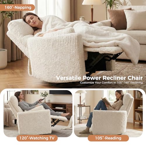 Sillón reclinable giratorio peluche Beige miniatura 6