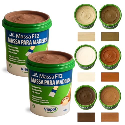 KIT 2 Massa F12 De Calafetar E Correção Madeira 400g - Cores (JATOBA)