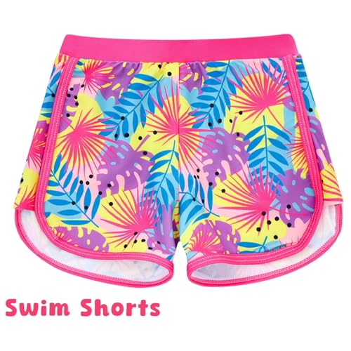 Image of TUONROAD Toddler Girls One Piece Swimsuit 2Pcs Bathing Suit Kids Swimwear with Short for 3-9