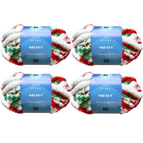 MSD&FT 4 Skeins Chunky Chenille Yarn Blanket Yarn Fluffy Yarn...