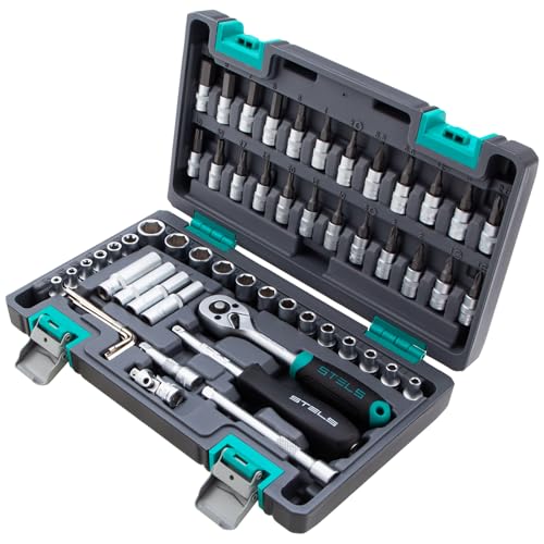 KIT DE FERRAMENTA COM MALETA 1/4 CRV 57 PEÇAS - STELS