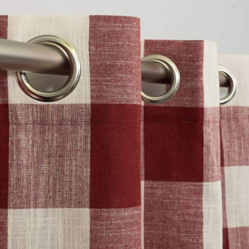 Image of Sweet Home Collection Window Curtains Treatment Panel 63 inch or 84 inch Long in Stylish and Unique Patterns and Designs for All Home Decor Courtyard Red