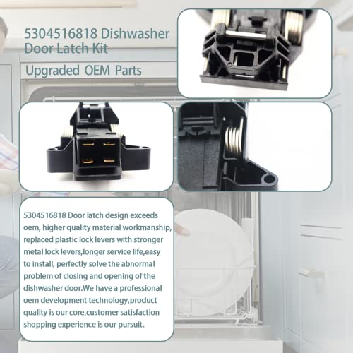 Image of Upgrade 5304516818 Dishwasher Door Latch Kit Replace 5304525218 154543901 154758101 154543901 154722401 Door Latch Compatible Electrolux Kenmore Frigidaire Dishwasher Door - 2 Year Warranty