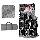 Evulum Personalized Toddler Nap Mat for Daycare Kids Sleeping Bag with Pillow and Blanket for Preschool Kindergarten, Custom Name Monogrammed Nap Mats Easy Carry