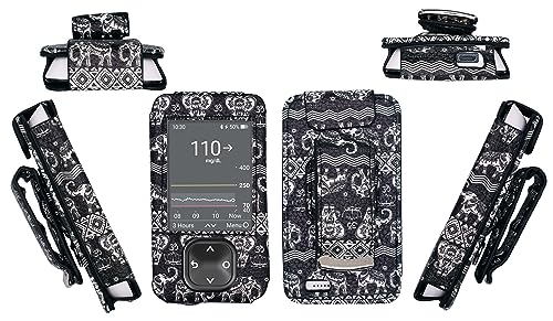 Premium Patterned Holster (with Belt Clip/Lanyard) for Dexcom G7 & Dexcom G6 (Elephant Totem-BK)
