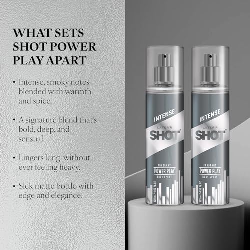 Image of Layer'r Shot Power Play Body Spray Combo for Men 135ml Pack of 2 | Premium Long-Lasting Fragrance | Bergamot, Sage, Leather & Oakmoss Notes | Everyday Deodorant | Skin-Friendly Perfume