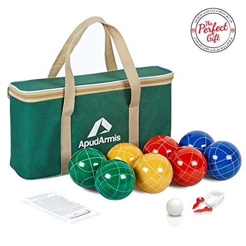ApudArmis Bocce Balls Set, Outdoor Family Bocce Game for Backyard/Lawn/Beach - Set of