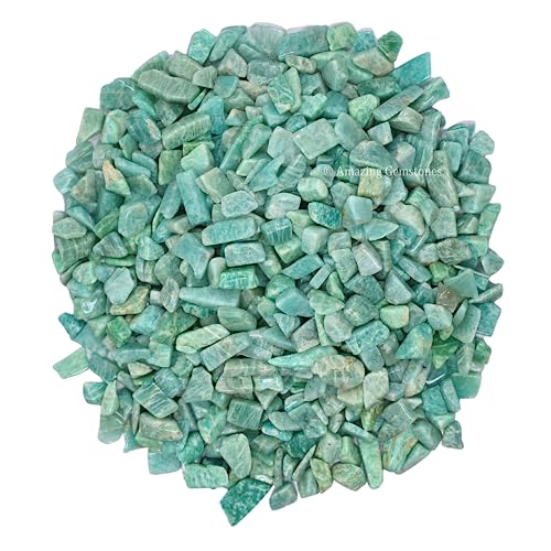 Image of Amazing Gemstone Amazonite 1 lb Bulk AAA+ Gemstone Tumbled Chips Mini Crystal Beads, Undrilled No Holes Wiccan Healing Stones for Home Garden Decor Vases Plants Succulents Cactus Jewelry&Art Project