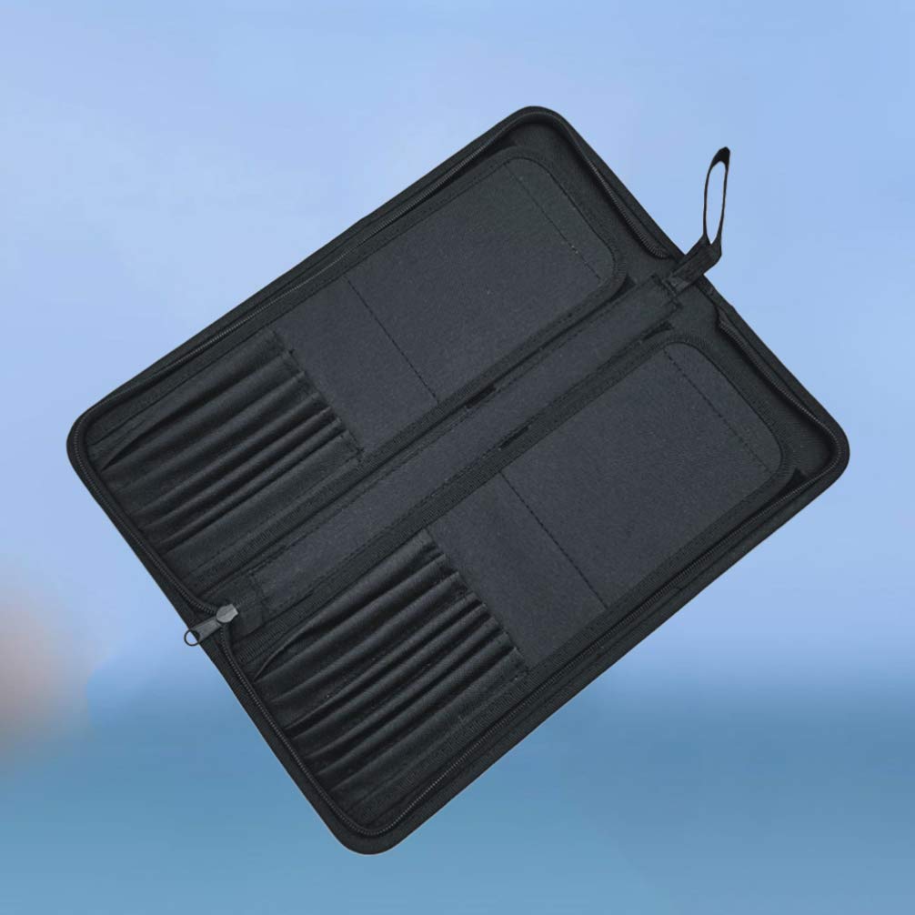 Porte-pinceau En Toile Avec Fermeture éclair - Pour 15 Pinceaux - Dimensions 27.5x13.8x3 Cm - Imperméable Et Portable - Idéal Pour Artistes Nomades