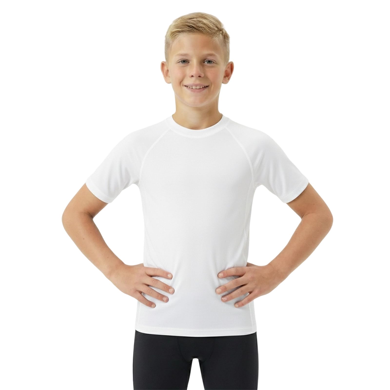 HYCOPROT Camiseta de Compresión para Niños Camisetas Interior de Manga Corta Alto Rendimiento Capa Baselayer Deportiva Transpirable Secado Rápido