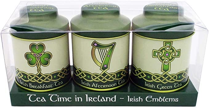 Miniatura 3 de Royal Tara Juego de 1 organizador de té con emblemas irlandeses de 0.71 oz, juego de té de lata y 1 taza de té de Irlanda, juego de 2 tazas New Bone