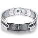 Men's Vintage Stainless Steel Black Cross Silver English Bible Lords Prayer Religious Link Wrist Bracelet (Cross Middle, Black Silver, 7.9 inch)