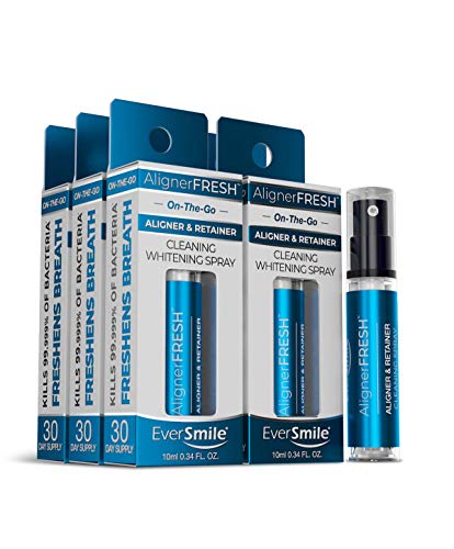 AlignerFresh Portable WhiteFoam Spray | Retainer & Invisalign Compatible Cleaner Spray - On The Go Aligner Cleaning & Teeth Whitening. Kills Bacteria & Freshens Bad Breath. Mint Flavored (6 Pack)