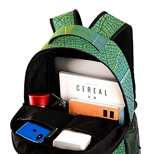 Sac à dos décontracté mixte vert et bleu à imprimé végétal - 4