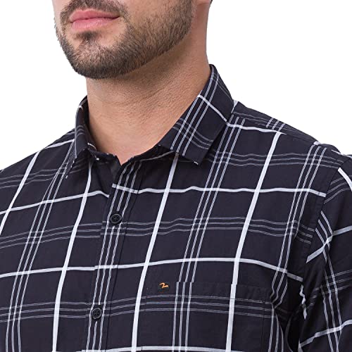 Image of Spykar Men's Regular Fit Raised Collar Full Sleeve Checked Casual Shirts