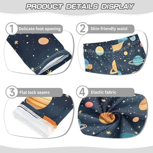 ALAZA Girls' Leggings Children's Yoga Pants Skinny Printed Dance Space Planet Cute Navy Comfortable 4T2