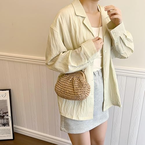 Image of Amszke Straw Purse for Women, Beach Bag Summer Woven Clutch Purses, Cloud Crossbody Shoulder Bags Spring Handbag 2026