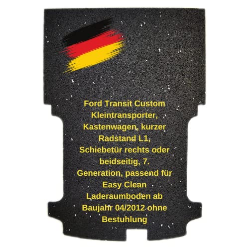 2-teilige aruma® Antirutschmatte kompatibel für Ford Transit Custom Kastenwagen, kurzer Radstand L1, Schiebetür rechts oder beidseitig, passend für Easy Clean Laderaumboden ab Baujahr 04/2012-10/2023