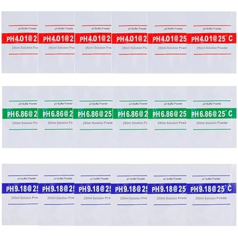 VERENIX 18 Pcs pH Meter Buffer Solution Powder, pH Buffer Calibration Solution Powder, pH Meter Calibration Packets for Precise and Easy use, 4.01pH, 6.86pH and 9.18pH Cover