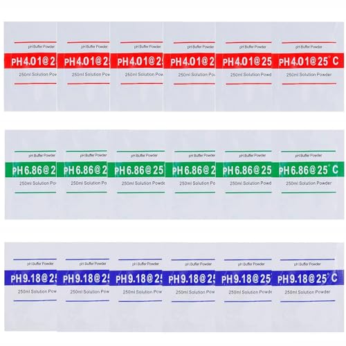 VERENIX 18 Pcs pH Meter Buffer Solution Powder, pH Buffer Calibration Solution Powder, pH Meter Calibration Packets for Precise and Easy use, 4.01pH, 6.86pH and 9.18pH