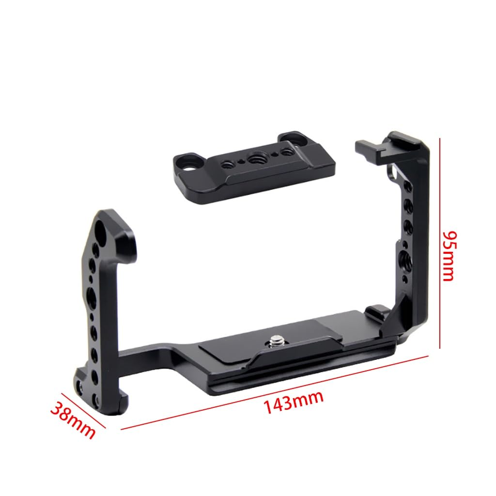 Gabbia per videocamera portatile compatibile con Sony FX30 FX3 FX3 Full Protective DSLR Cage Rig con fori per viti da 1/4 di pollice e 3/8 di pollice (gabbia A con guida NATO)