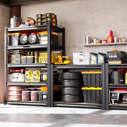 Image of 2-Pack 3-Tier Heavy Duty Garage Shelving Set for Home Storage & Organization, Adjustable Metal Utility Rack for Garage, Pantry, Kitchen, Closet & Household Essentials, 33.5 inchH x 35.4 inchW x 15.7 inchD