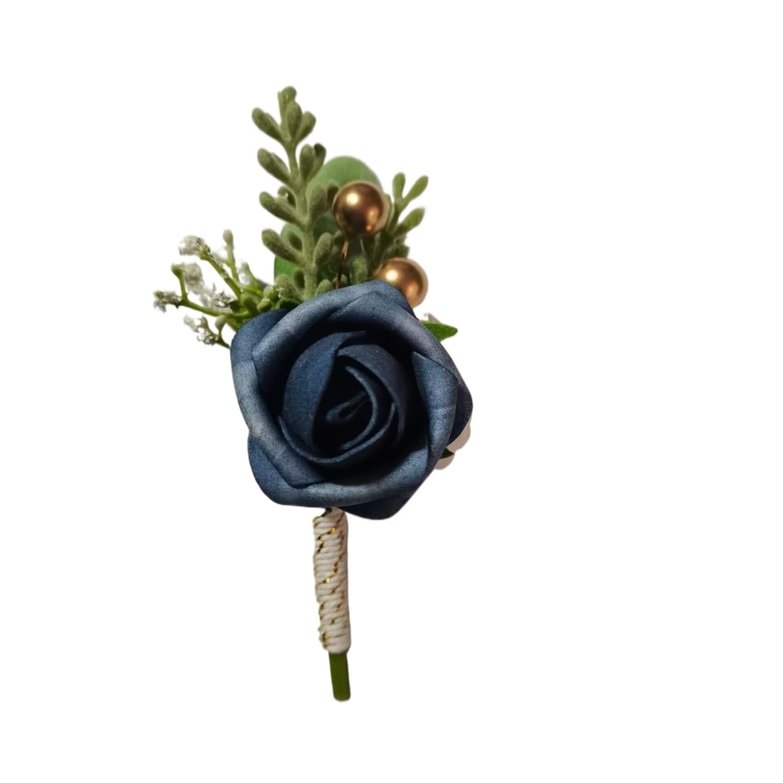 Corsages for Weddings 6 Pcs Dusty Blue Rose Boutonniere for Groomsmen Groom Boutonnieres Wedding Man Corsage Rustic Marriage Flower(Boutonniere-M)