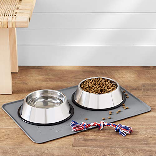 Amazon Basics Waterproof Anti-Slip Silicone Pet Food And Water Bowl Mat, 24 X 16 Inches, Gray #TOP4