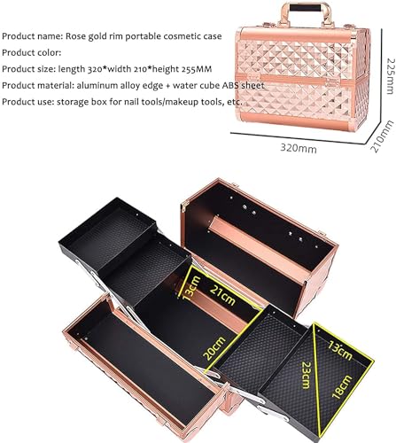 Image of Adson Professional Makeup Box Cosmetics Case Jewelry Organiser Vanity Make Up Storage Box Beauty Train Case Lockable with Keys (Copper)