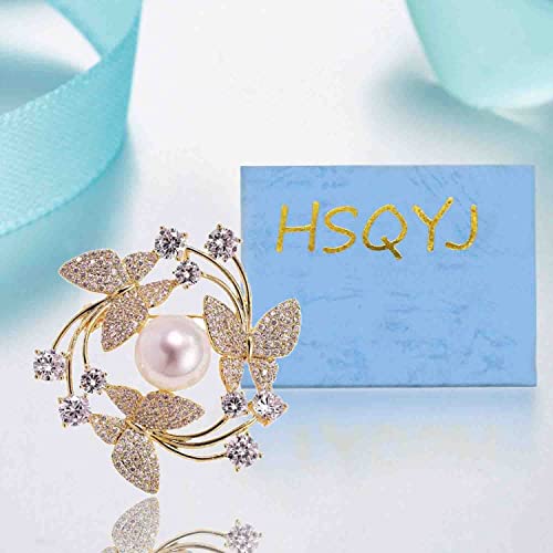 Image of Crystal Pearl Flower Brooches Pins Fashion Beautiful Created Rhinestone Floral Brooch Good Idea for Party Dance Wedding Banquet for Elegant Women Girl